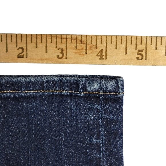 Frame Le Skinny de Jeanne Jeans Size 25 24X28 Dark Wash Low Rise Ripped Knee - Picture 14 of 15